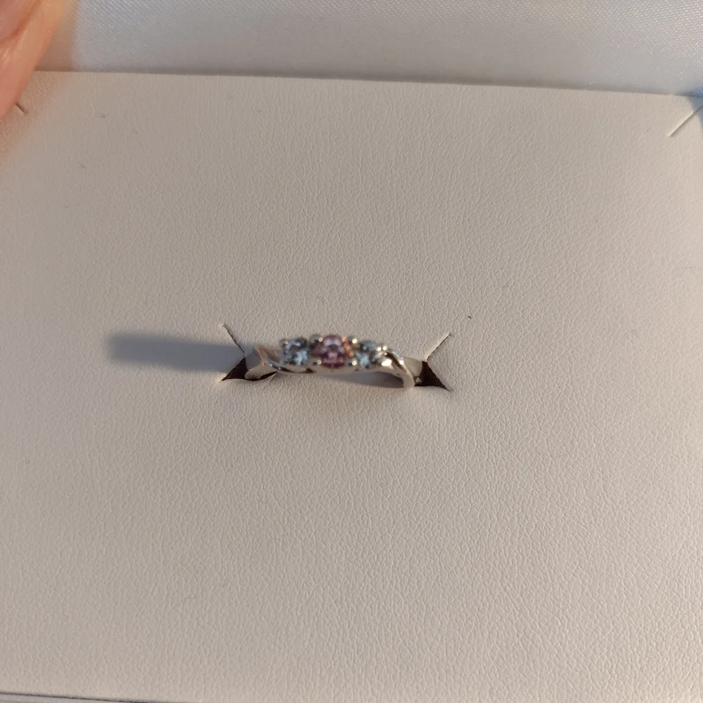 Breat Cancer White&Pink Topaz 925 Silver Joanna Ring Size 6 -Survivor Collection - Picture 7 of 15